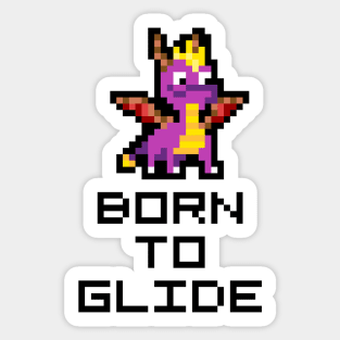 Spyro The Dragon "Born To Glide" 8-Bit Pixel Art Sticker